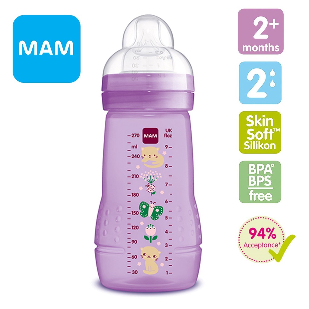 MAM Easy Active 330ml/270ml Baby Bottle PP Glass Twin Pack/ SINGLE