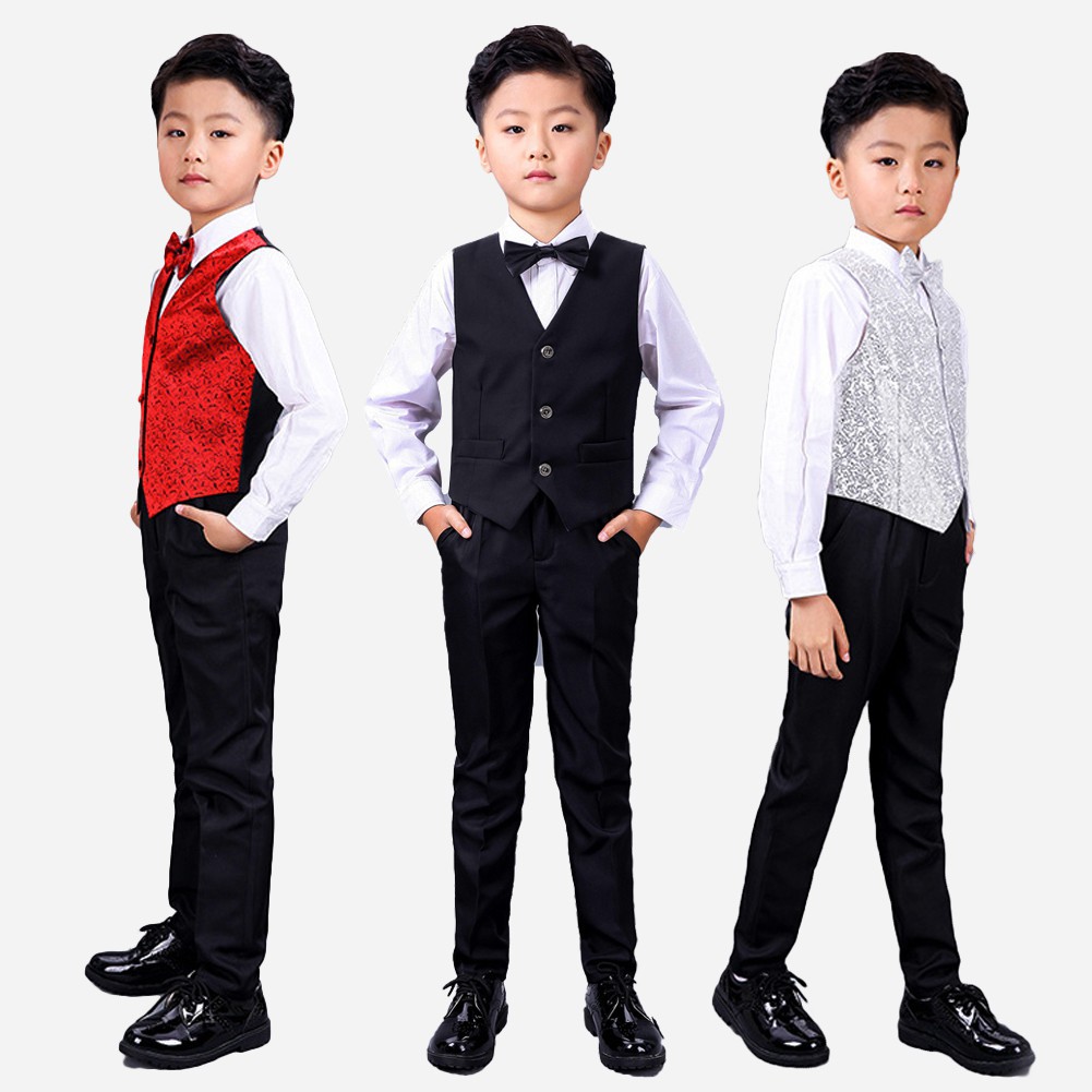 LOLANTA 4-delig formeel pak voor jongens, tweerijige vestenset, kinderverjaardag, bruiloft, feest, gelegenheidskleding, zwart/blauw/kaki, 2-13 jaar, Kaki, 4-5 Jaar