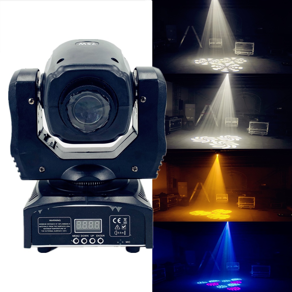 LED 75W Mini Led Spot Moving Head Light 3 Prism Gobo Beam 60W Moving