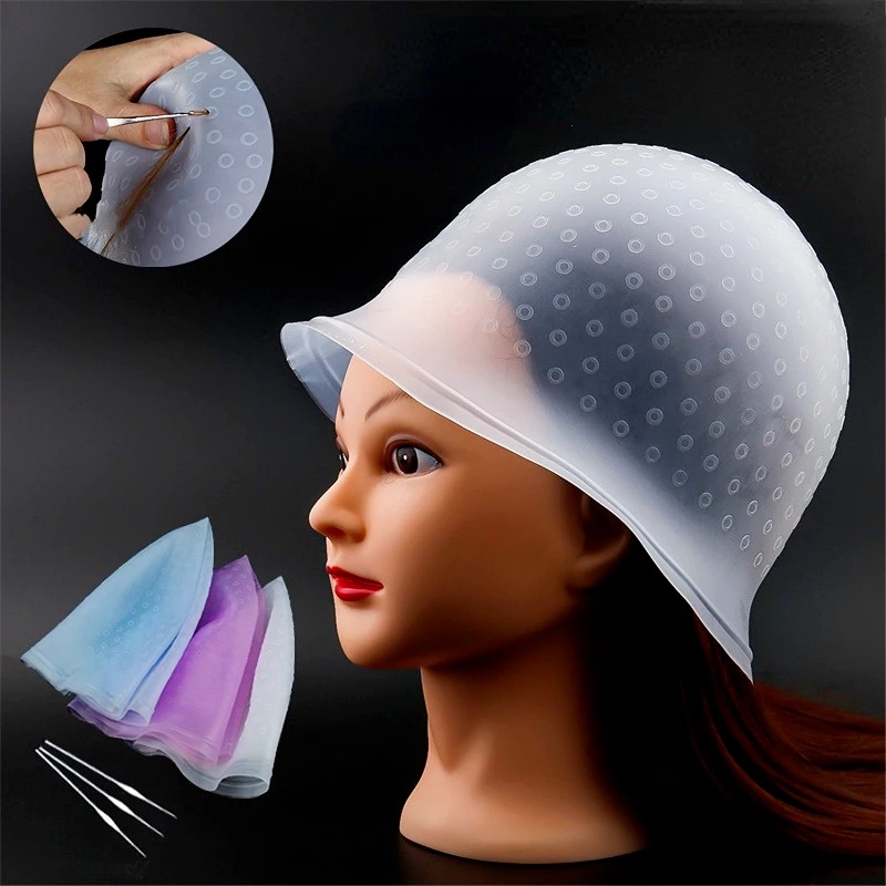 1 Set Reusable Hair Colouring Highlighting Dye Cap With Hooks Frosting