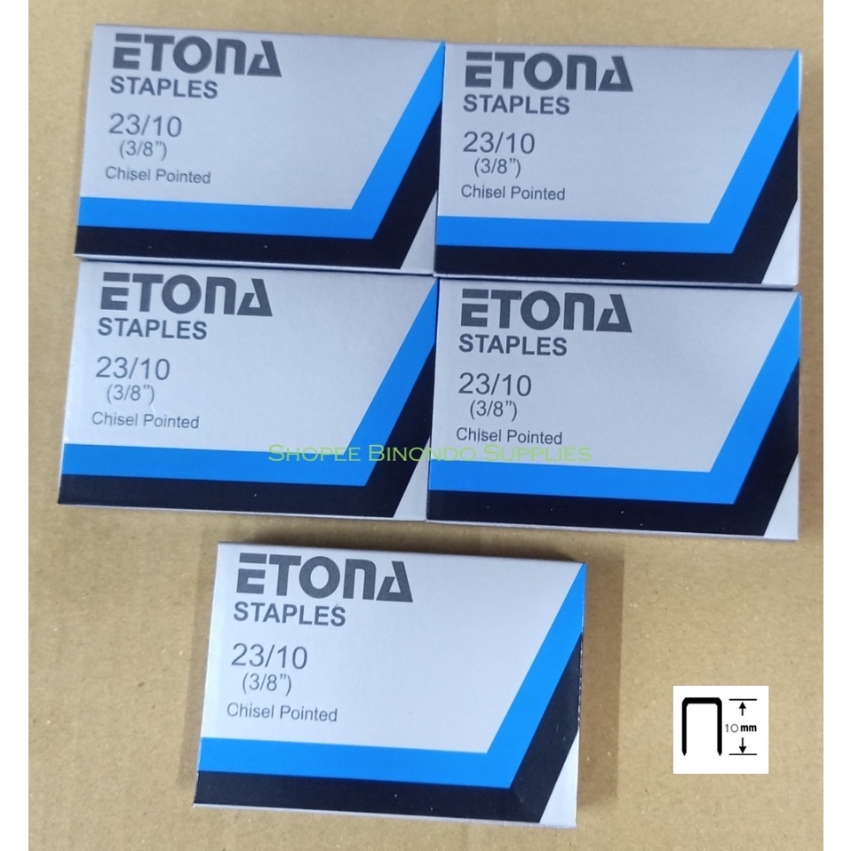 Etona Heavy Duty Staple Wire 23/10 10mm (1000 pieces X 5 box) Shopee Philippines