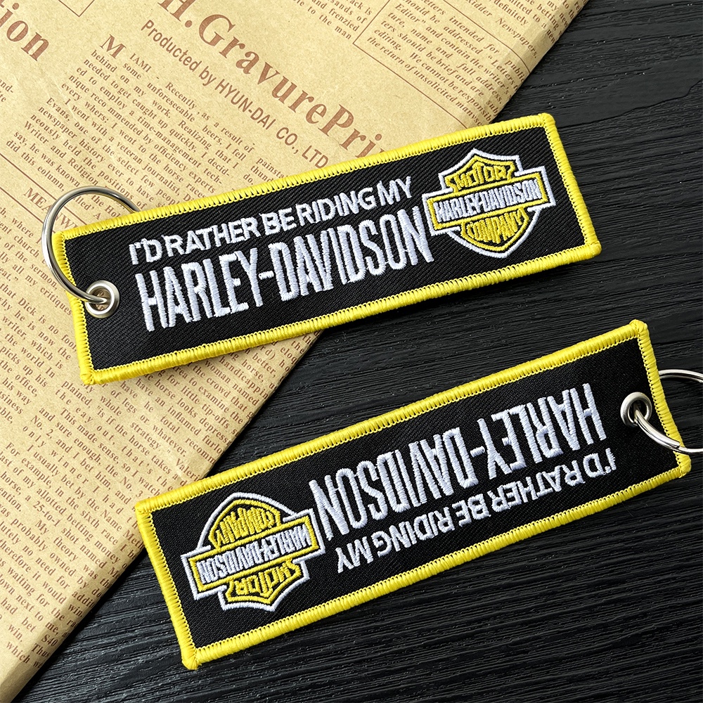 2PCS/SET HarleyDavidson Motorcycle Accessories Embroidery Keychain Key
