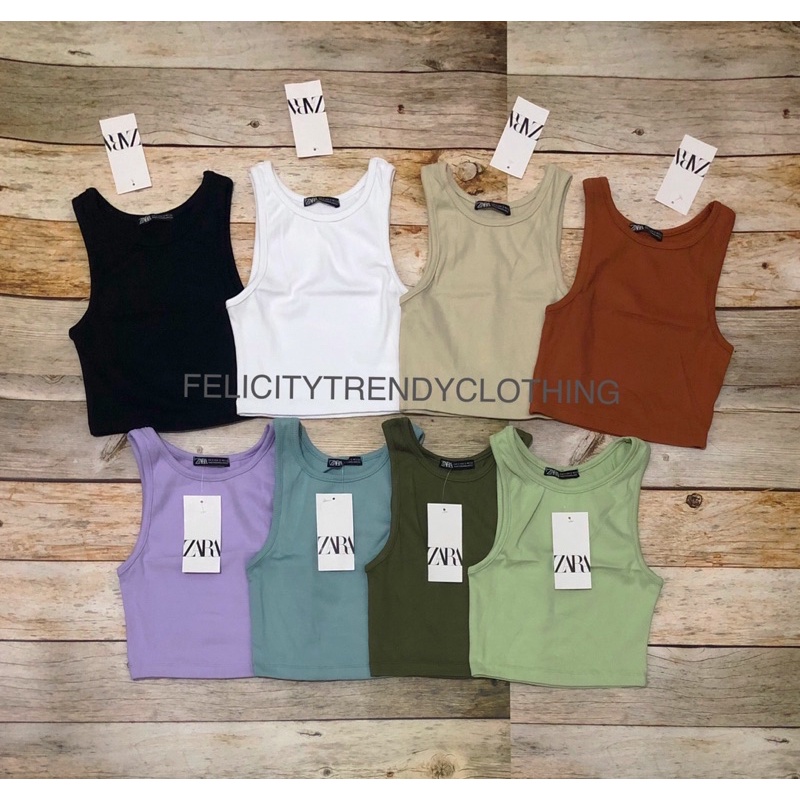 ZARA RACERBACK CROP TOP AUTHENTIC OVERRUNS | Shopee Philippines