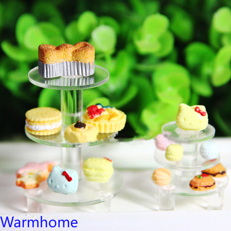 WMPH Dollhouse Mini Cute Dessert Pan Cake Stand Acrylic Fruit Tray Doll