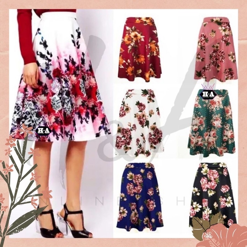 Mall Quality Floral Midi Balloon Skirt Shopee Philippines