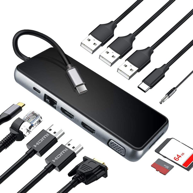 USB C Hub Laptop Docking Station, 12 in 1 USB C Docking Station ...