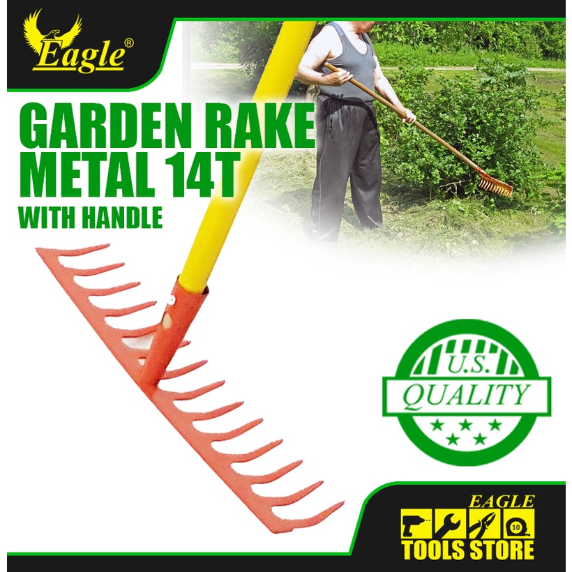Garden Rake Metal 14T With Handle Eagle Professional Tools | Shopee ...