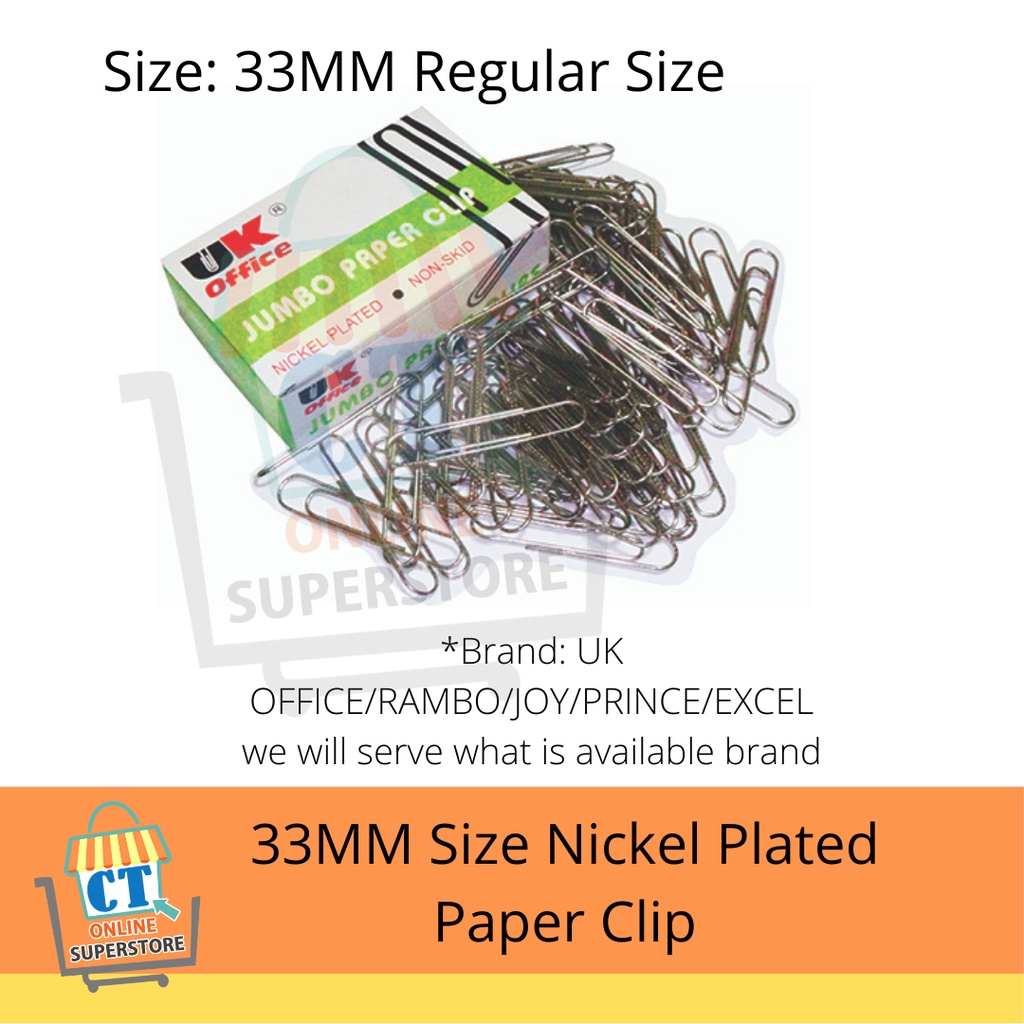 Nickel Plated Paper Clip (Approximate 80pcs/bx) Shopee Philippines