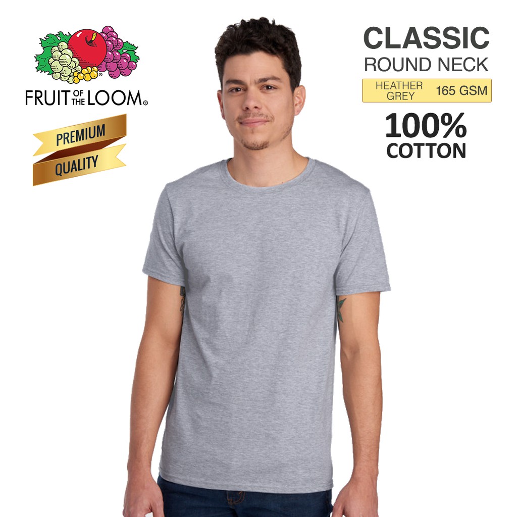 fruit of the loom heather grey t shirt