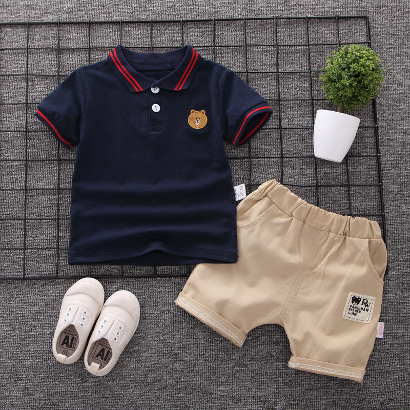 【baby boy clothes】boys' T-shirt, polo shirt, kids short sleeves shorts,  children's sports 2-piece set