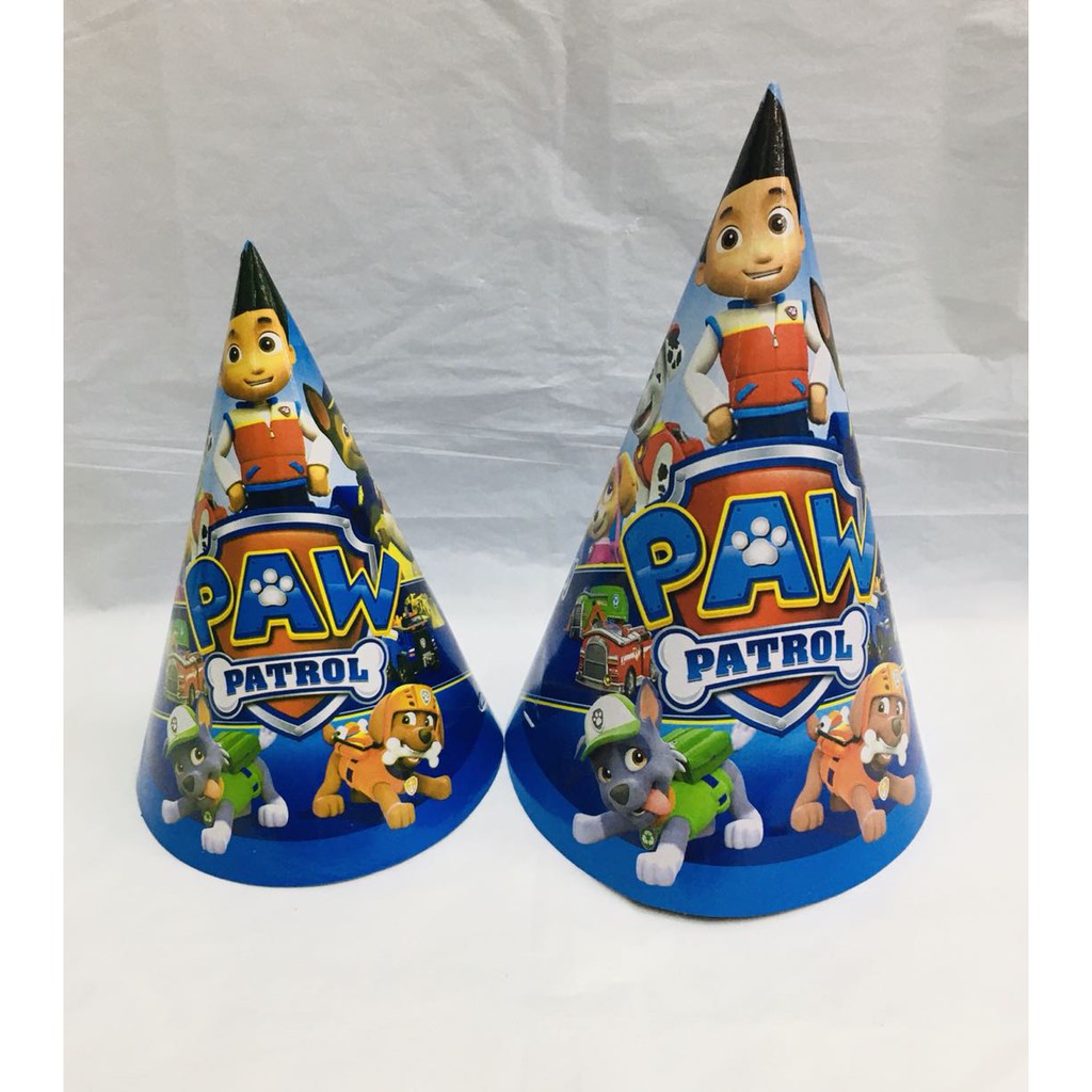 Paw Patrol Party Hat Cone Shape 20cm & 24 cm (10 pieces Medium and