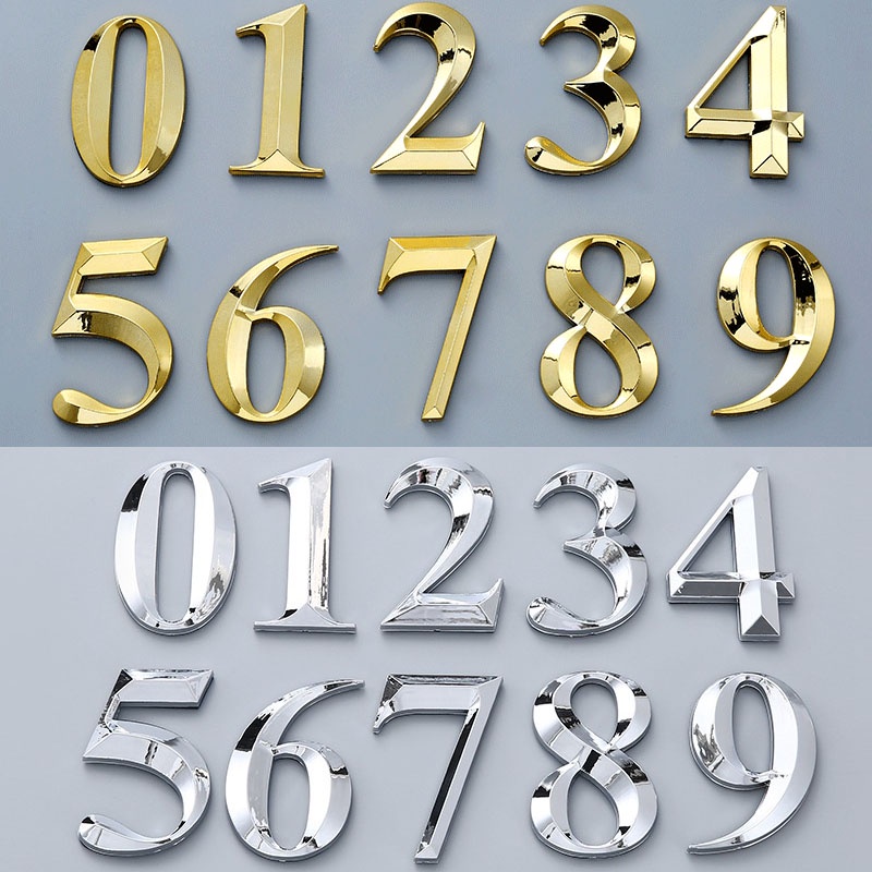 7CM Self Adhesive 3D Number Stickers Room House Number Plate Sign for ...