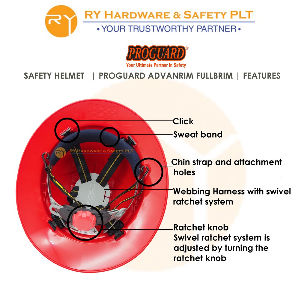 PROGUARD ADVANRIM FULLBRIM ABS SIRIM Approval Ratchet system Topi ...