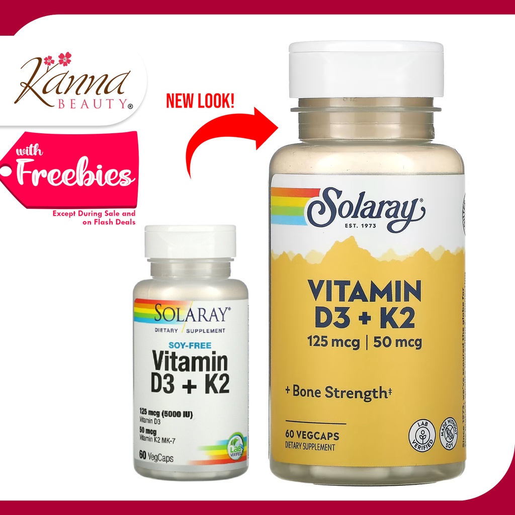 Solaray Vitamin D3 + K2 Soy-Free 60 Vegetarian Capsule | Shopee Philippines