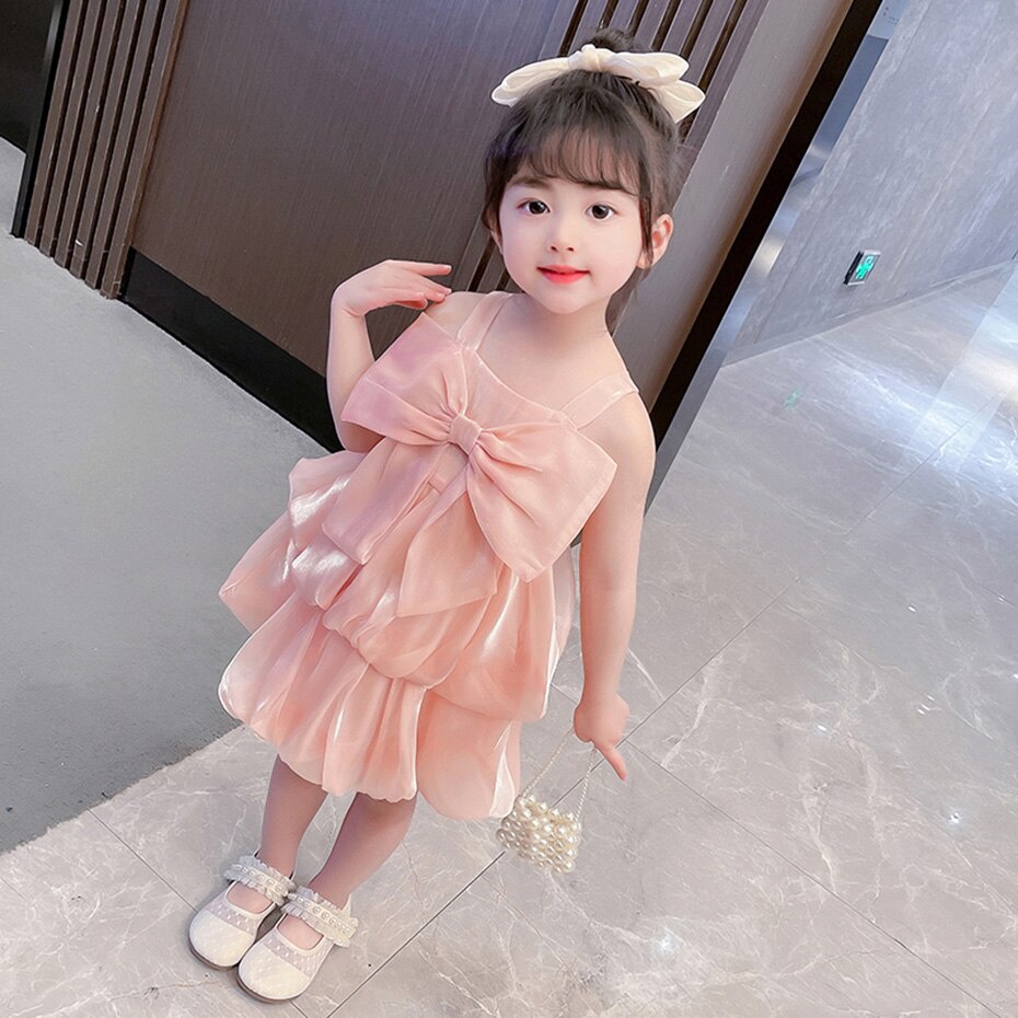 Summer Dress Girl Big Bow Girls Party Dress Kids Casual Style Kid