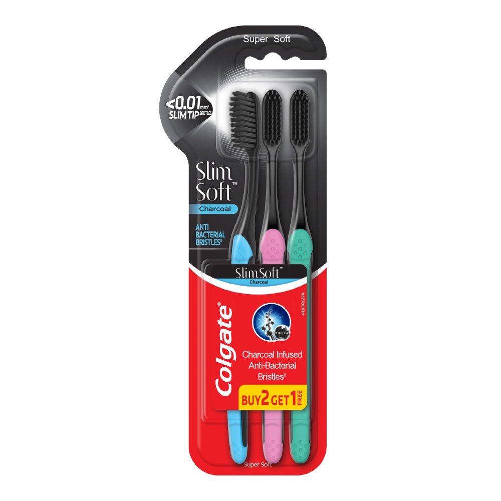 Colgate SlimSoft Charcoal Toothbrush (Ultra Soft) Value Pack | Shopee ...
