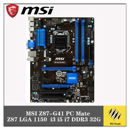 original motherboard MSI Z87G41 PC Mate Z87 LGA 1150 DDR3 i3 i5 i7