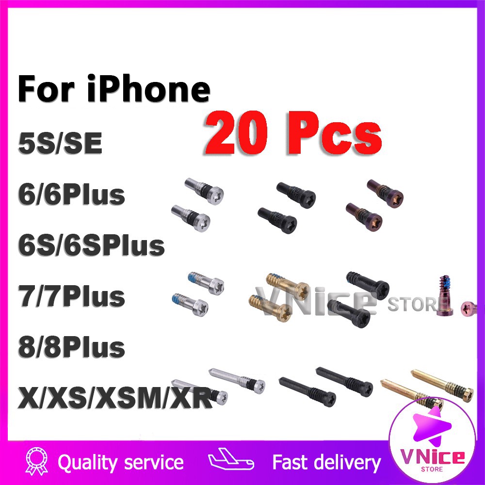 [20 PCS] Bottom Screws Compatible For iPhone 5s Se 6 6s 6p Plus 7 p 8 ...