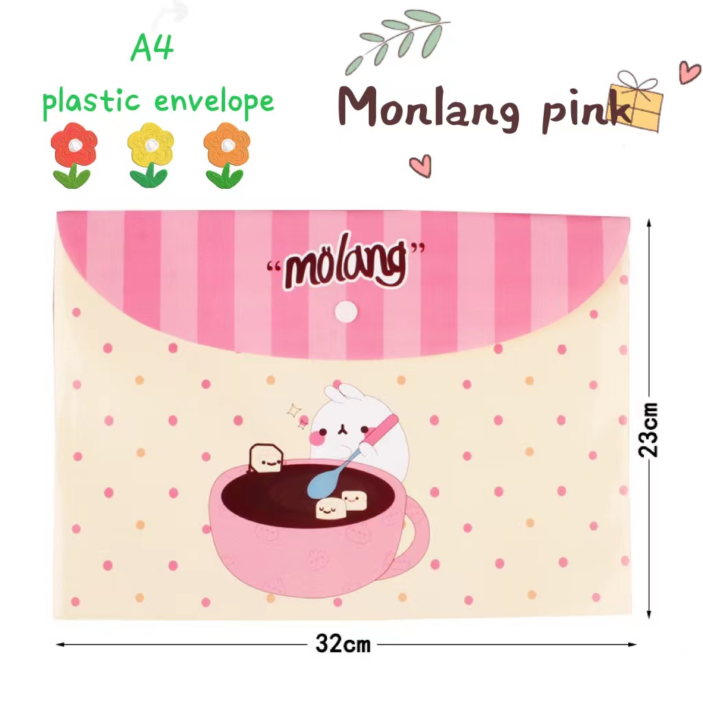 A4 plastic envelope cute cartoon file bag student stationery 1pc ...