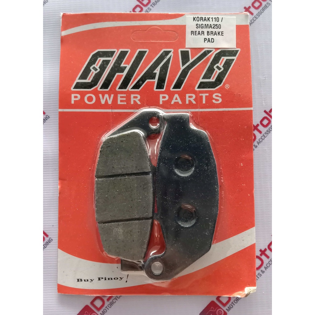 Rear Brake Pads for Rusi Korak 110 & Sigma 250 Shopee Philippines