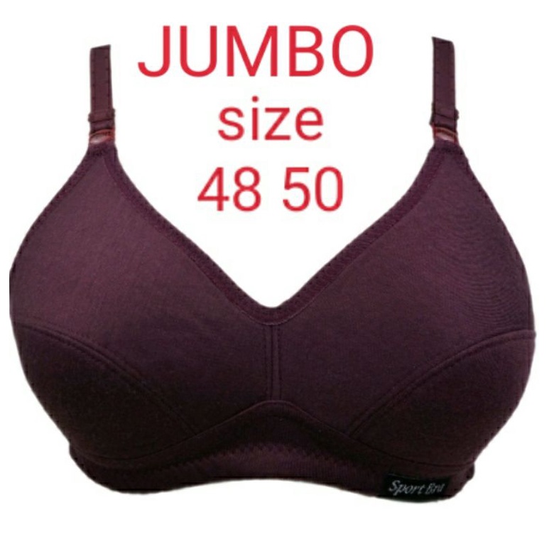 Bh Sport Bra SUPER JUMBO BH Big Size 50 48 Hook 3 Without Wire | Shopee ...