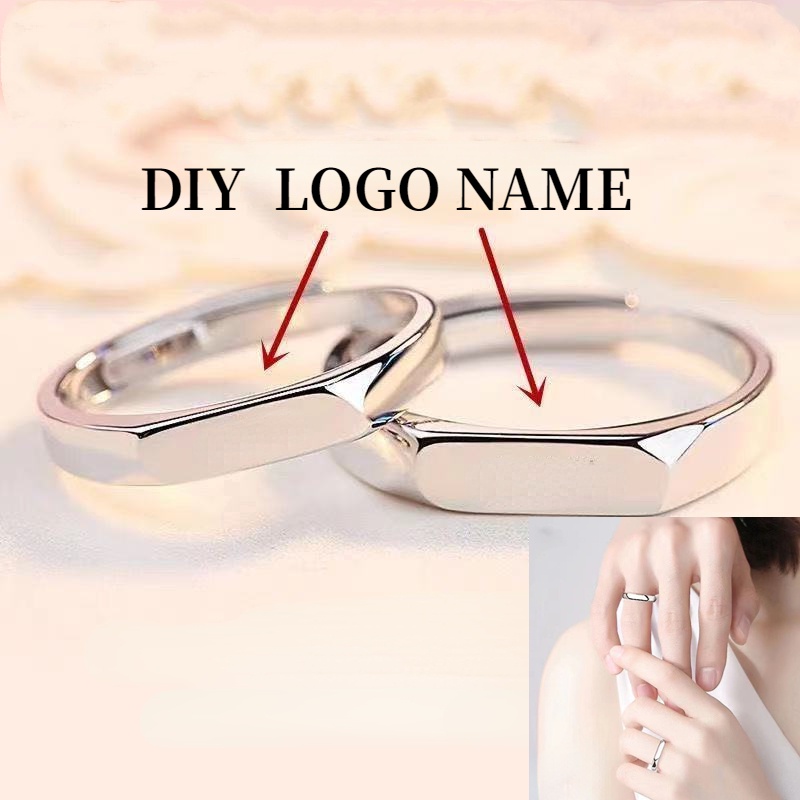 Metal customized pair ring laser engraving name couple ring