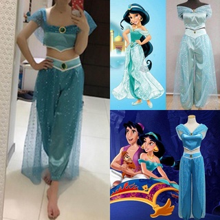 Aladdin Genie Jasmine Princess Cosplay Women Girl Fancy Dress