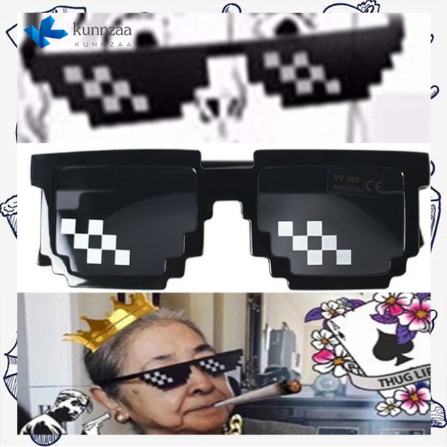 KUN Minecraft Sunglasses Adults Children 8 Bit MLG Pixelated Sunglasses Mosaic Vintage Eyewear