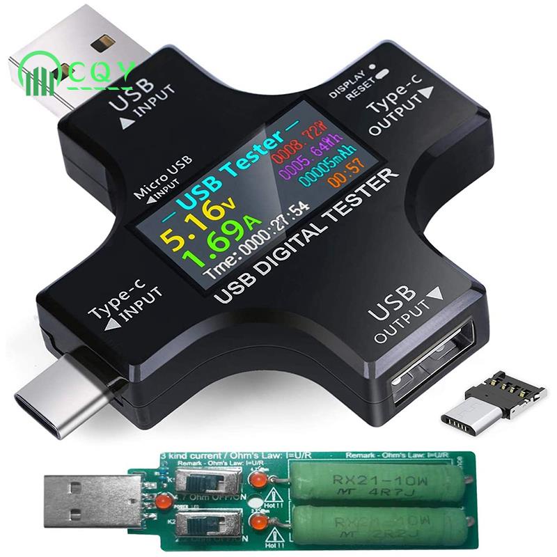 USB C Tester,2 in 1 Type C Multimeter, Voltage, Current, with Loader ...