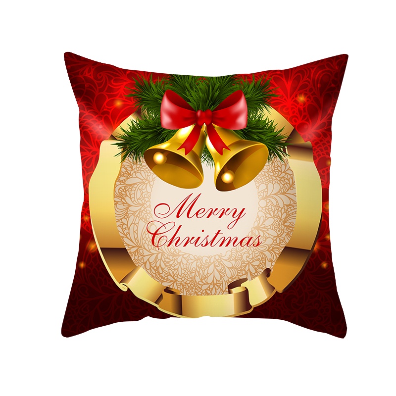 JHVN Merry Christmas Linen Red Cushion Cover Throw Pillow Case with