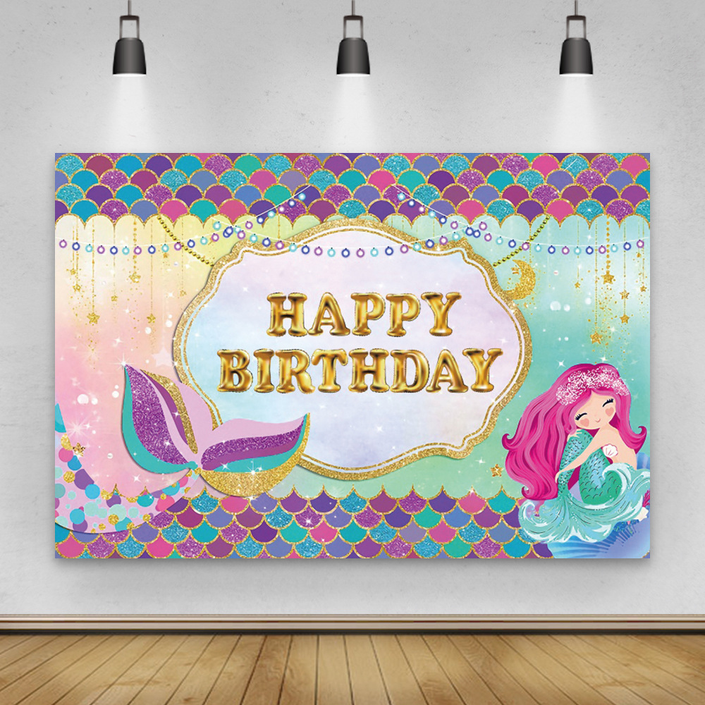 Mermaid Party Backdrop Cloth for Mermaid Theme Birthday Party