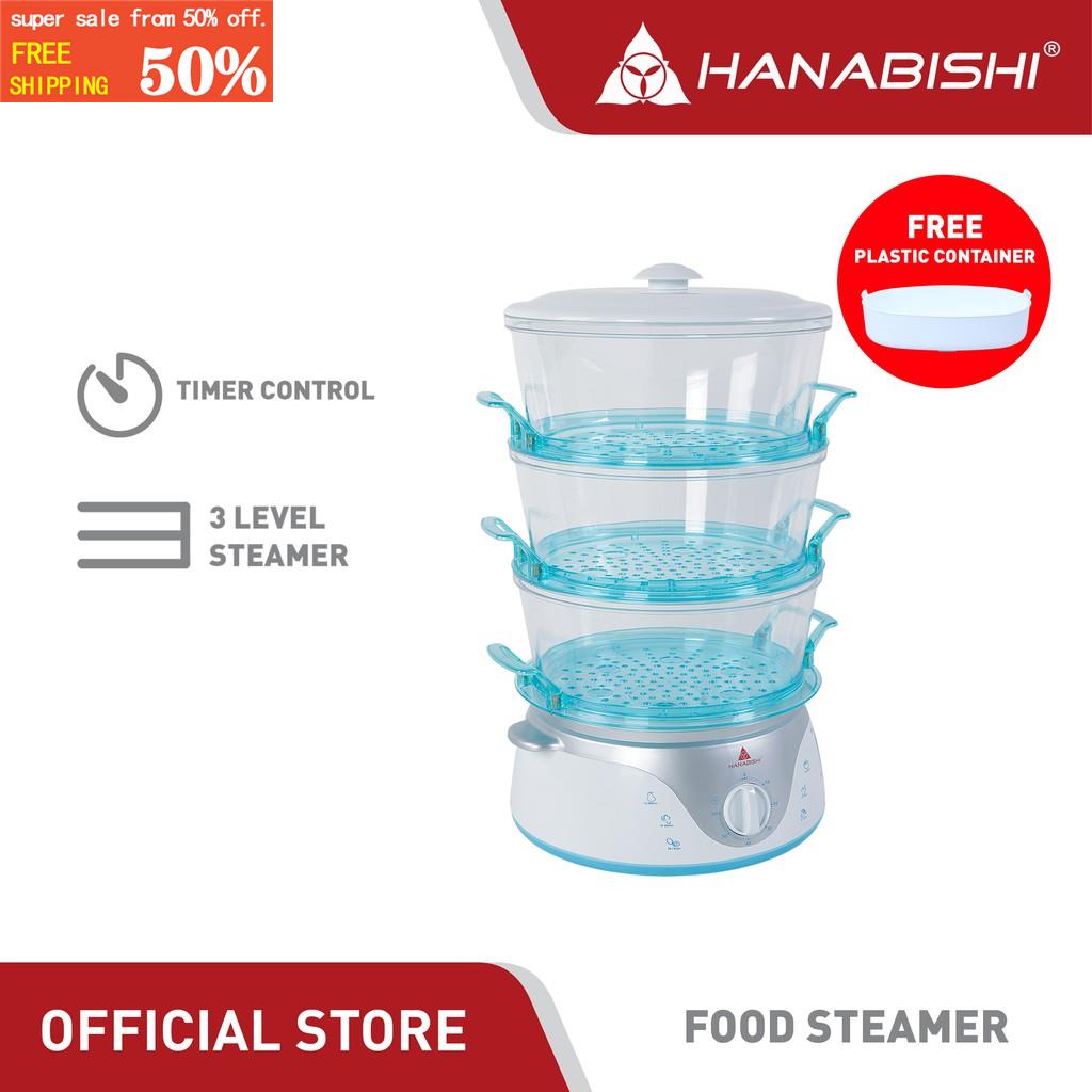 Hanabishi Food Steamer HFS45 3 level with FREE plastic container