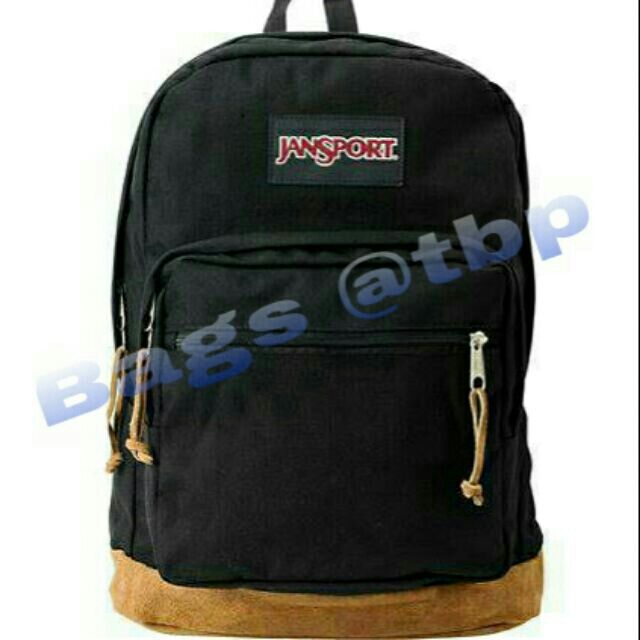 Jansport black backpack with leather outlet bottom