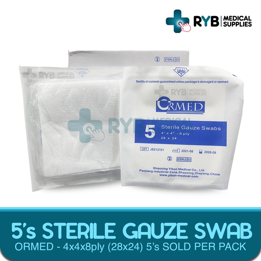 Sterile Gauze Pad 4x4x8 (5pcs/pack) ORMED & PARTNERS (10pcs/pack) PER ...