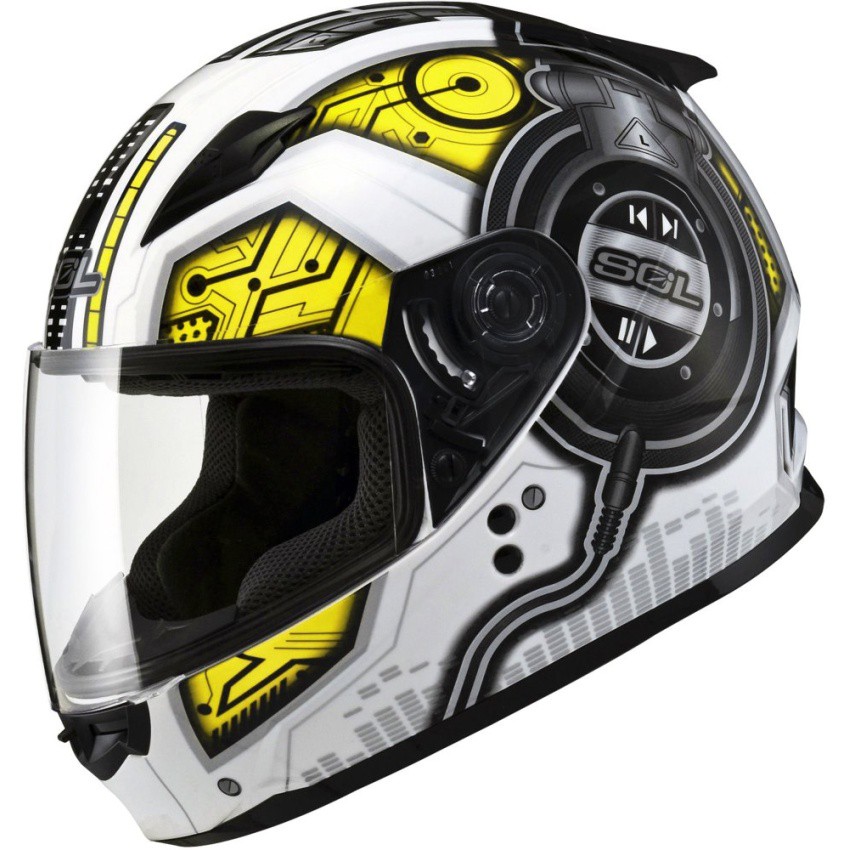 SOL FullFace SF-2 DJ Motorcycle Helmet (White/Yellow) | Shopee Philippines
