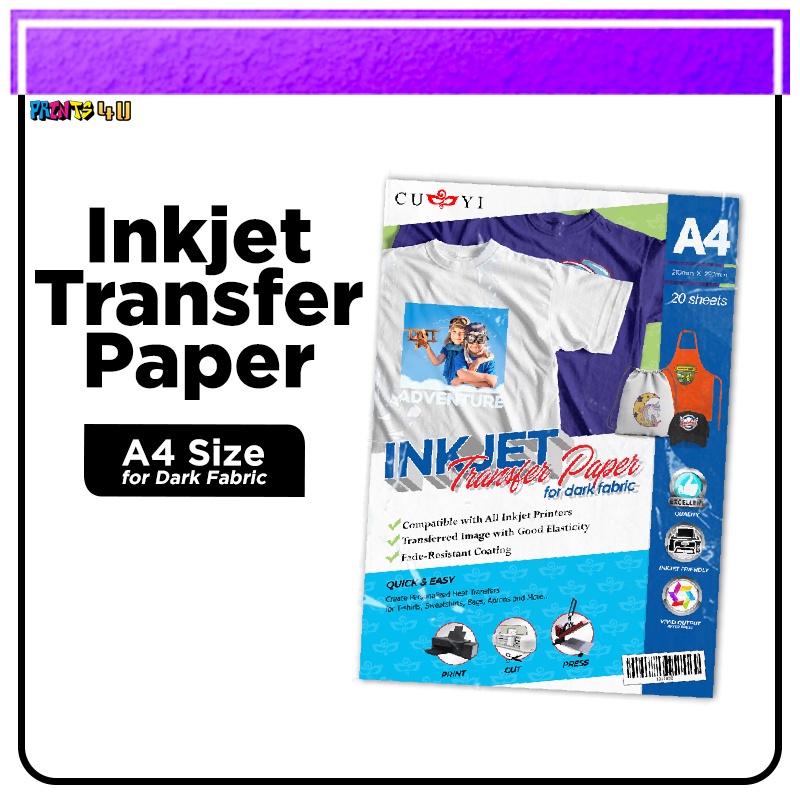 inkjet transfer paper a4 size cuyi brand 10pcs Shopee Philippines