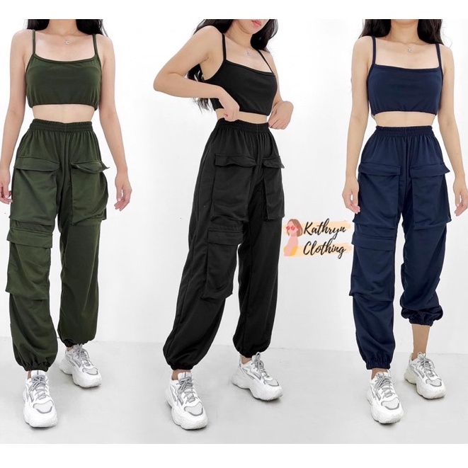 Crop top and online jogger pants