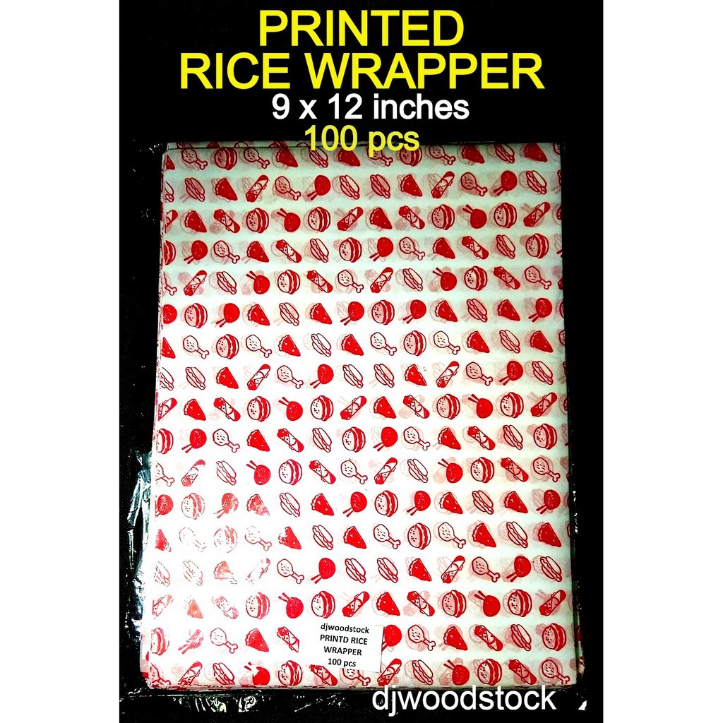 9x12 PRINTED RICE WRAPPER, 100 pcs, GREASE PROOF PAPER, WAX PAPER 12x9 ...