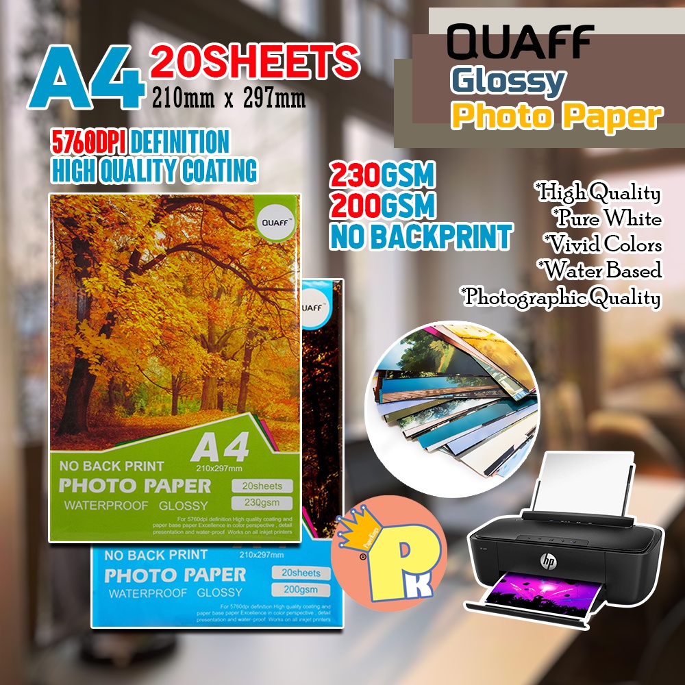 Quaff Glossy Photo Paper A4 230gsm A4 200gsm 180gsm without Back Print ...