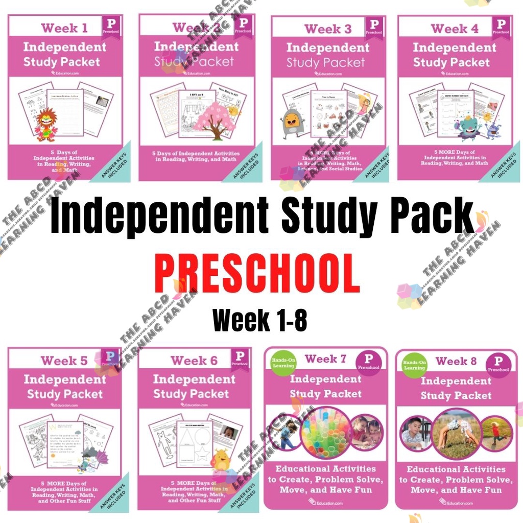 PRESCHOOL Independent Study Pack Activity Worksheet/Workbook | Shopee ...