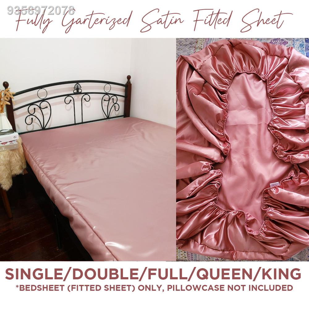 (hot sale)Satin Bedsheet (Fitted Sheet only) Single/Double/Full/Queen