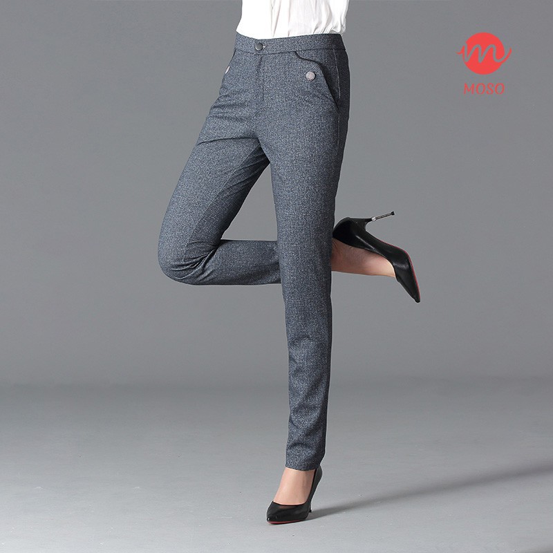 MOSO CHERRY Women's Office Slacks With Pocket Button Embedded Design ...