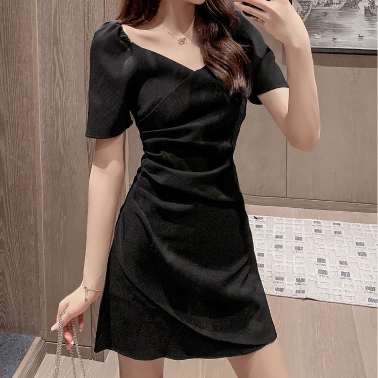 Summer mini dress black dress for women Casual graduation dress formal