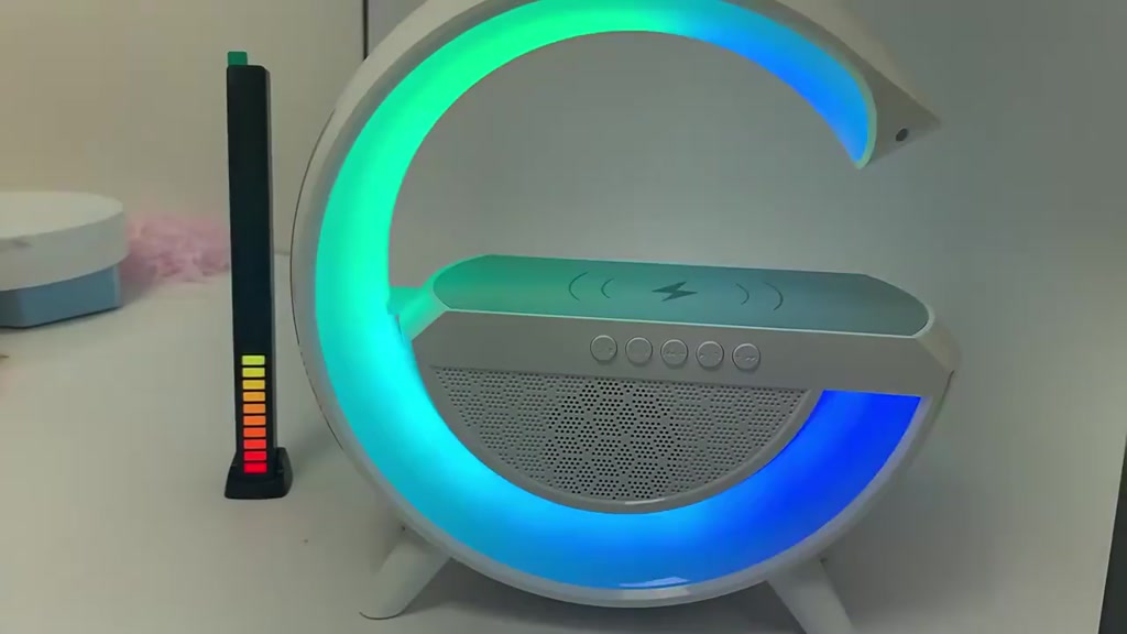 LED Bluetooth Speaker Atmosphere RGB Light Wireless Charger Desk Lamp ...