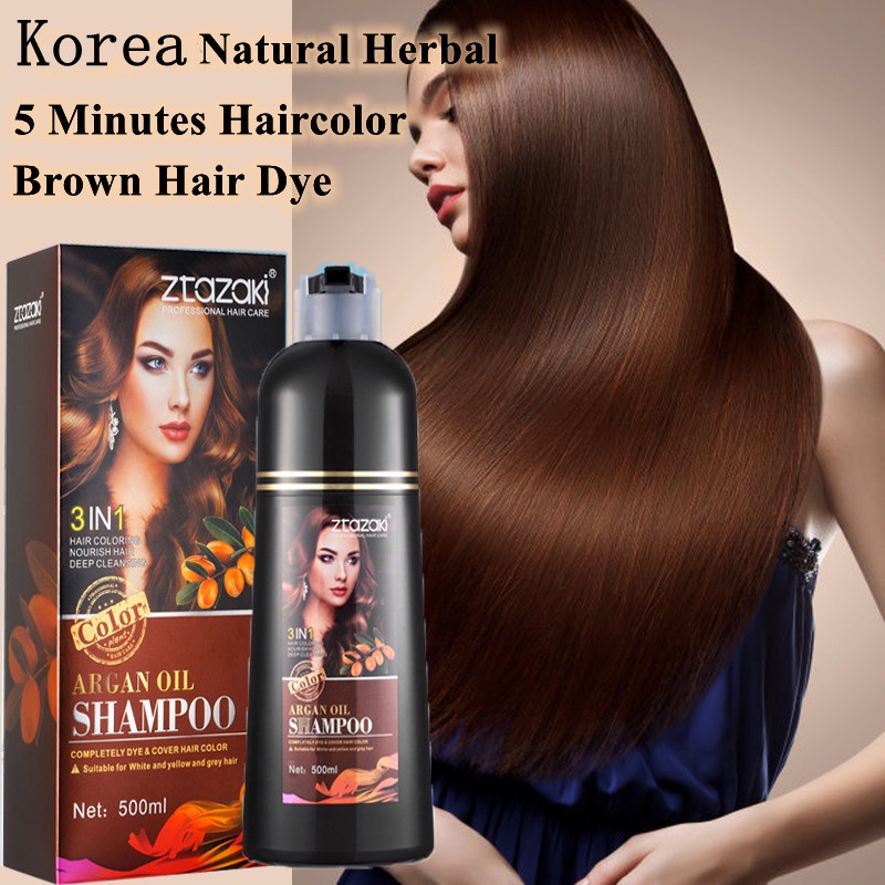 Korea Natural Herbal Brown Hair color Shampoo Brown Hair Dye Hair ...