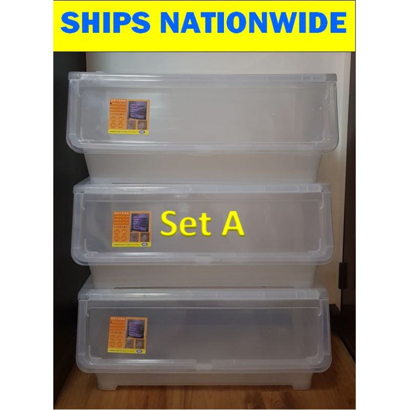 Flip Top Stackable Storage Box LARGE 3 LAYERS Fliptop
