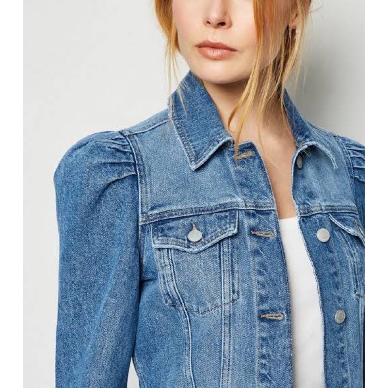 Puff sleeve store denim jacket zara