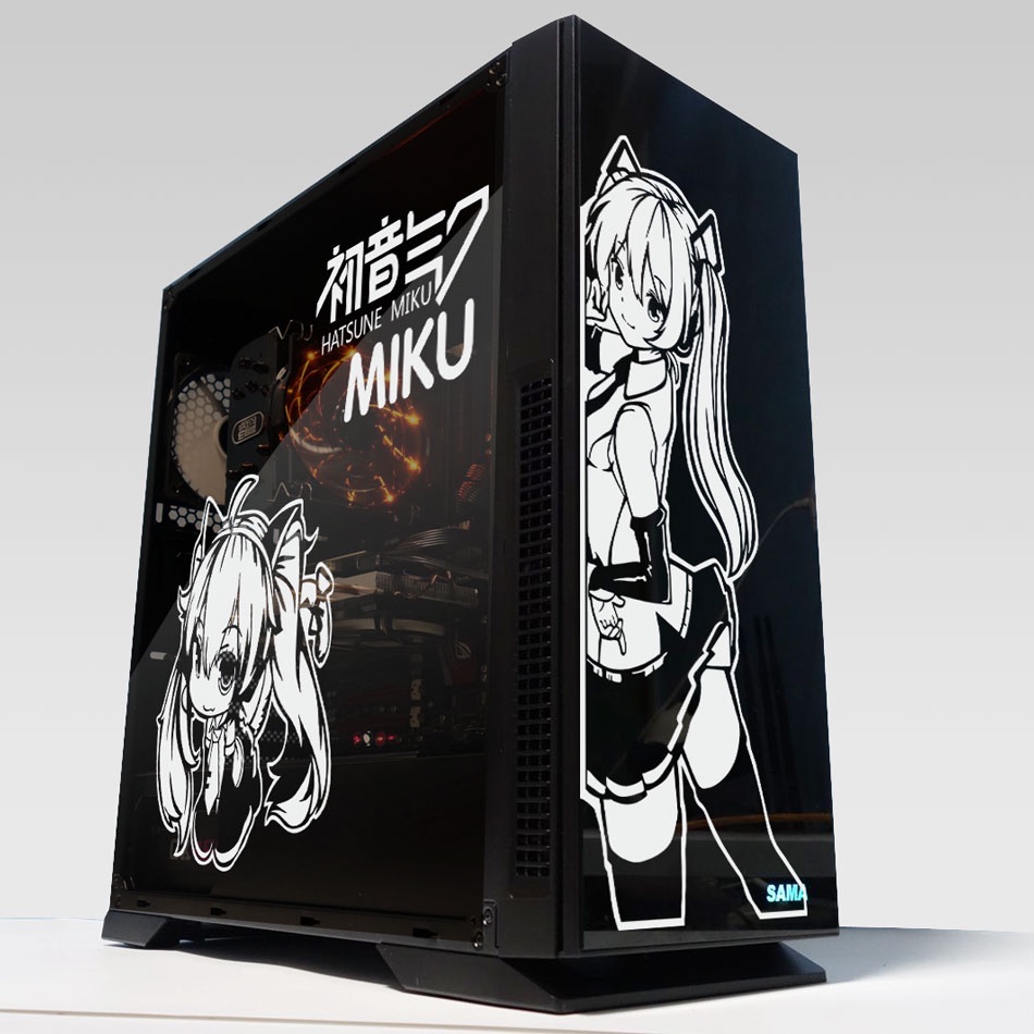 MIKU Anime PC Case Stickers Cartoon Waterproof Computer Host Decal