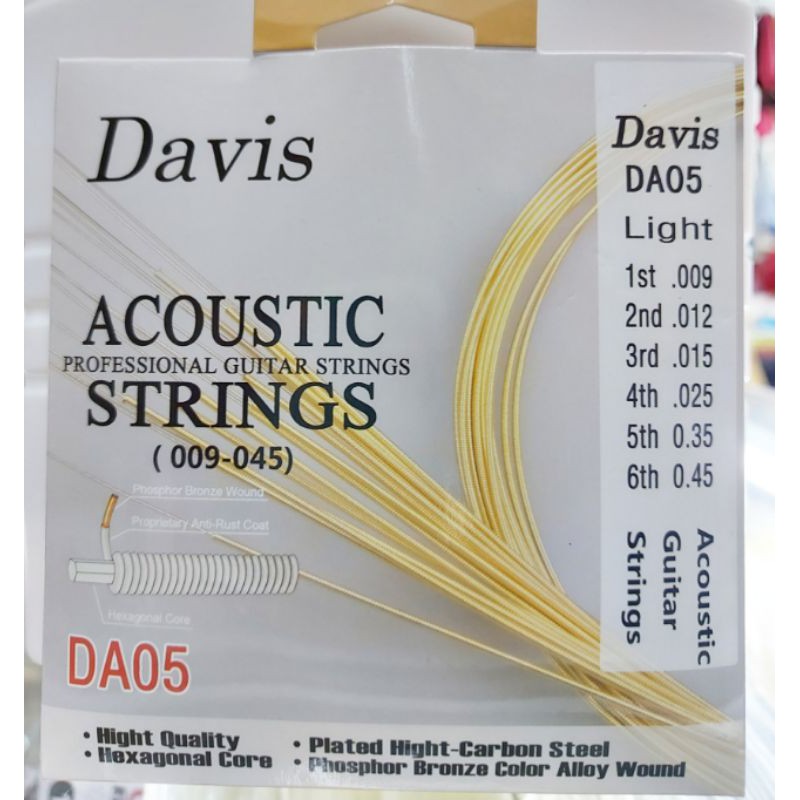 Davis Acoustic Guitar Strings Set Phosphore Bronze Gauge 9 45