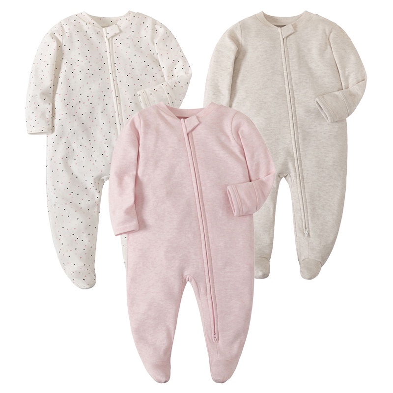 Baby Footed Pajamas with Mitten Cuffs - Unisex Newborn Infant 2 Ways ...